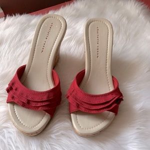 Cute Red Wedge Sandals